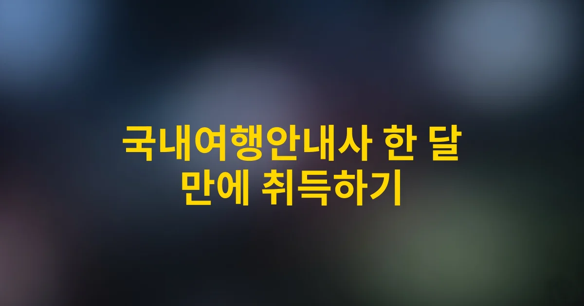 2025년 국내여행안내사 단기 취득 비법 | 4주 완성 로드맵