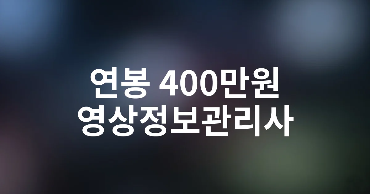 영상정보관리사 취득 후 연봉 400만원 상승한 실제 사례 분석